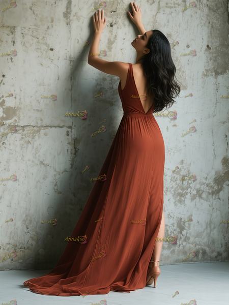 Shop 2025 ANNAKOO Chiffon Pleats A Line Ruched Sexy Long Prom Dress Under 129