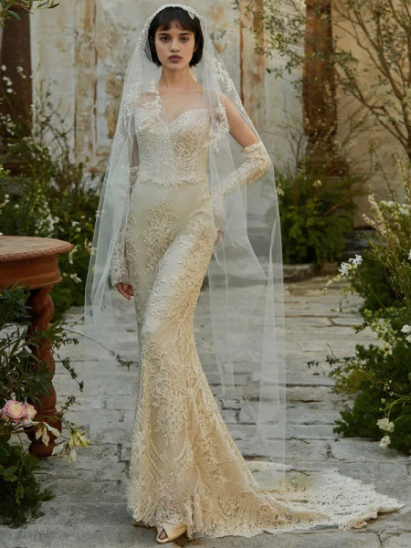 Shop 2025 ANNAKOO Sweetheart Beading Lace Trumpet Mermaid Wedding Dress Under 379