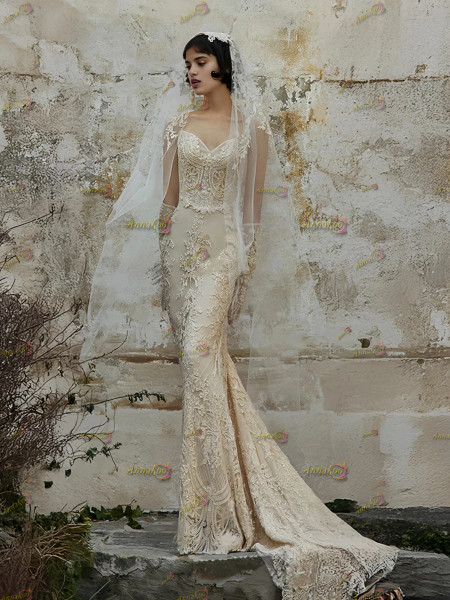 Shop 2025 ANNAKOO Sweetheart Beading Lace Trumpet Mermaid Wedding Dress Under 379
