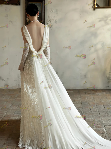 Shop 2025 Annakoo Lace V Neck Trumpet Mermaid Sexy Wedding Dress With Gloves Under 198