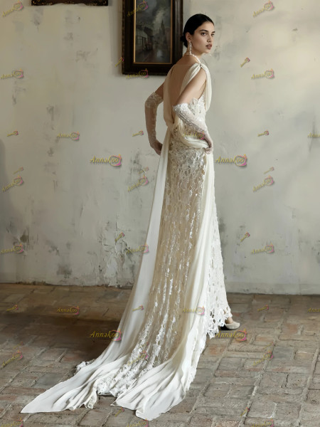Shop 2025 Annakoo Lace V Neck Trumpet Mermaid Sexy Wedding Dress With Gloves Under 198
