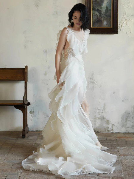 Shop 2025 Annakoo Organza Ruffles A Line Lace Wedding Dress Under 189