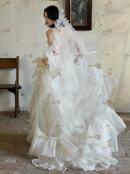 Shop 2025 Annakoo Organza Ruffles A Line Lace Wedding Dress Under 189
