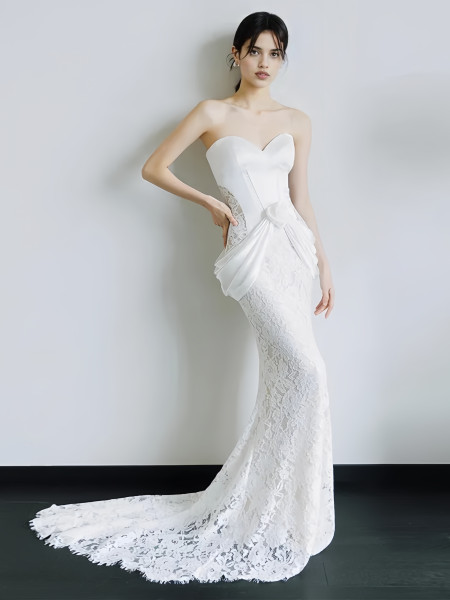 Sweetheart Lace Trumpet Mermaid Flower Wedding Dress