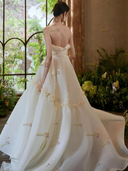 Shop 2025 ANNAKOO Tulle Strapless Flower A Line Wedding Dress Under 189