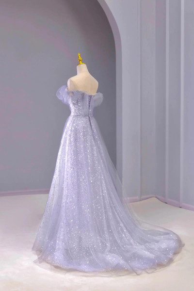 Shop 2025 ANNAKOO Gray Tulle Sequins Off The Shoulder Spark Prom Dress Under 169