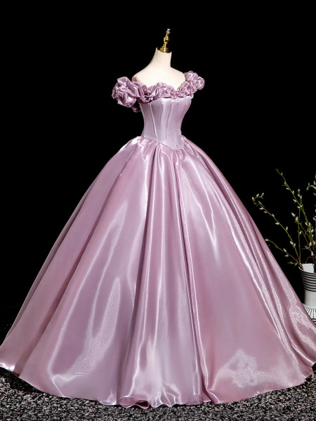 Shop 2025 ANNAKOO Off The Shoulder Pink Satin Corset Prom Dress Under 159