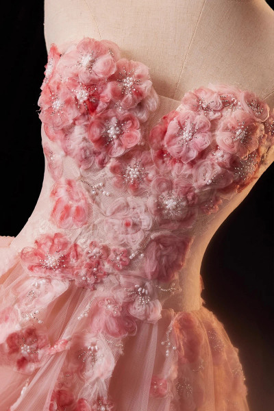 Shop 2025 ANNAKOO Pink Flower Princess Tulle Sweetheart Prom Dress Under 239