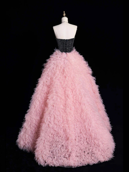 Shop 2025 ANNAKOO Black & Pink Tulle Ruffles A Line Prom Dress Under 249