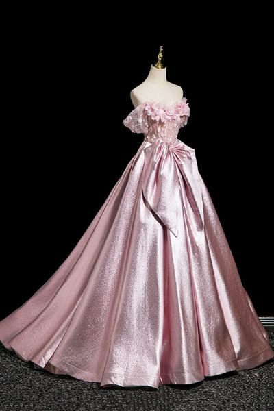 Shop 2025 ANNAKOO Off The Shoulder Satin A Line Flower Prom Dress Under 189