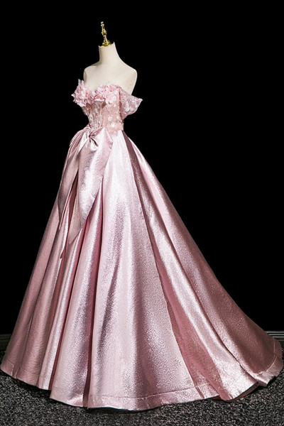 Shop 2025 ANNAKOO Off The Shoulder Satin A Line Flower Prom Dress Under 189