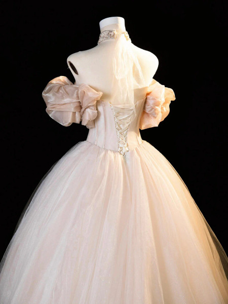 Shop 2025 ANNAKOO Corset Champagne Tulle Beading A Line Prom Dress Under 179