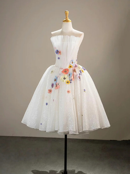 Shop 2025 Annakoo White Tulle Lace Short Floral Homecoming Dress Under 139