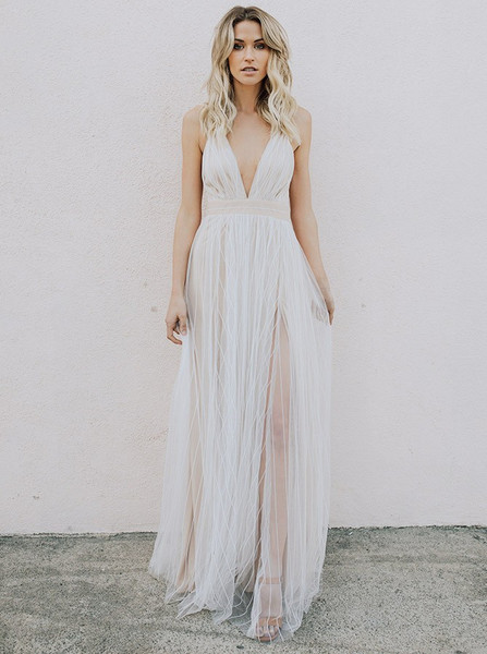 deep v wedding dress