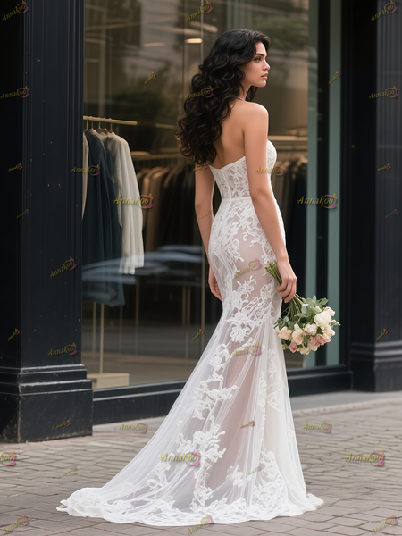 Shop 2025 ANNAKOO Sweetheart Trumpet Mermaid Lace Sweetheart Wedding Dress Under 189