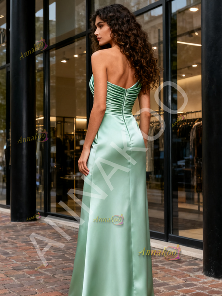 Shop 2025 ANNAKOO Green One Shoulder Trumpet Mermaid Ruched A Line Prom Dress With Slit Under 129