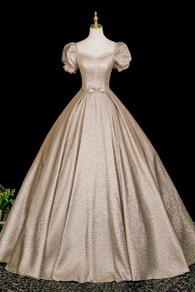 Shop 2025 ANNAKOO Champagne A-Line Satin Floor Length Prom Dress Under 169