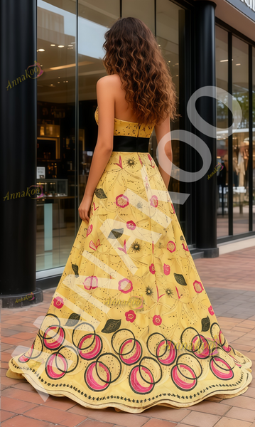 Shop 2025 ANNAKOO Yellow Sweetheart Embroidery A Line Prom Dress With Slit Under 249