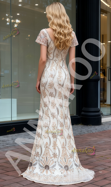 Shop 2025 ANNAKOO Off The Shoulder Print Beading Trumpet Mermaid Prom Dress With Slit Under 249