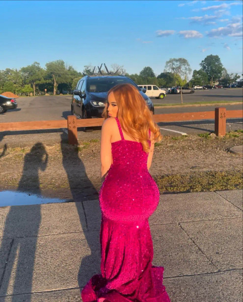 Shop 2025 ANNAKOO Beads Sequins Red Spaghetti Straps Mermaid Evening Dress  Under 238