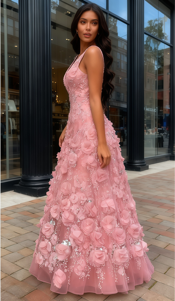 Shop 2025 ANNAKOO V Neck A Line Flower Beading Backless Prom Dress Under 249