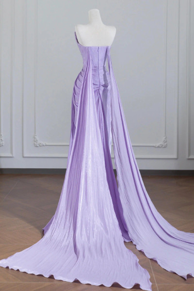 Shop 2025 ANNAKOO Lilac Strapless Shawl Satin Trumpet Mermaid Prom Dress Under 169