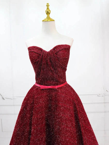 Shop 2025 ANNAKOO A Line Sweetheart Short Burgundy Prom Dress Under 129
