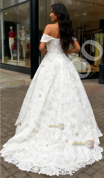Shop 2025 ANNAKOO Lace Ball Gown Off The Shoulder Lace Wedding Dress Under 298