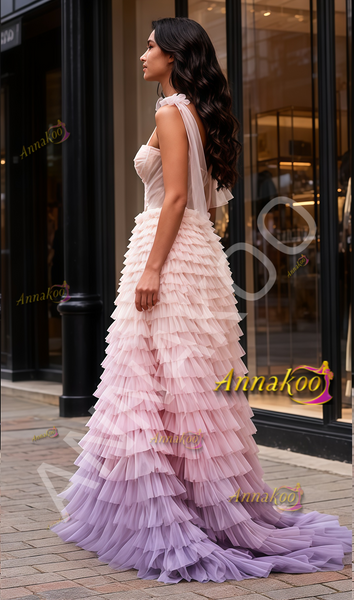 Shop 2026 ANNAKOO One Shoulder Ombre Tulle A Line Layers Prom Dress Under 399