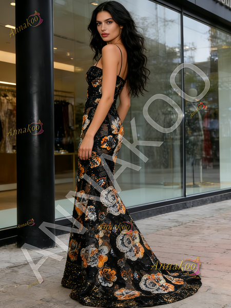 Shop 2026 ANNAKOO Spaghetti Straps Sequin Beading Trumpet Mermaid Prom Dress Under 239