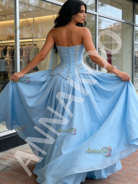 Shop 2026 ANNAKOO Green Beading A Line Sweetheart Satin Prom Dress Under 289