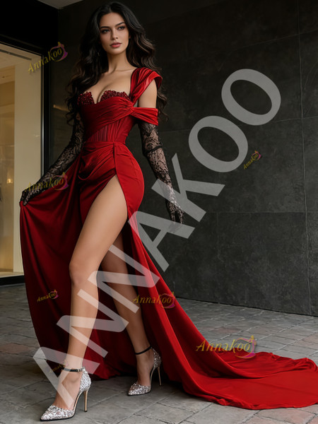 Shop 2026 ANNAKOO Black Sweetheart A Line Sequin Prom Dress With Slit Under 169