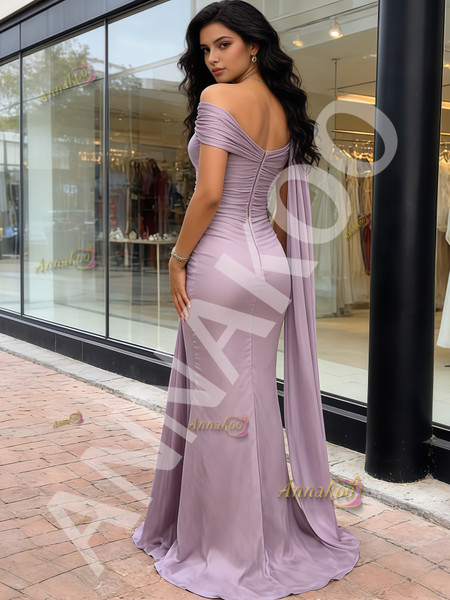 Shop 2026 ANNAKOO Purple Shawl Strapless Satin A Line Prom Dress Under 168