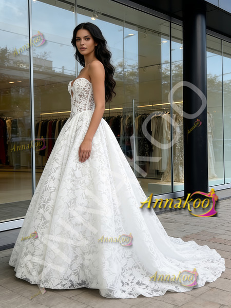 Shop 2026 ANNAKOO Cut Out Lace A Line Sleeveless Sweetheart Wedding Dress Under 239