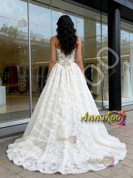 Shop 2026 ANNAKOO Cut Out Lace A Line Sleeveless Sweetheart Wedding Dress Under 239