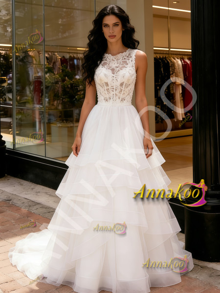 Shop 2026 ANNAKOO Jewel A Line Lace A Line Ruffles Tulle Wedding Dress Under 269