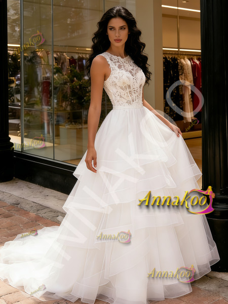 Shop 2026 ANNAKOO Jewel A Line Lace A Line Ruffles Tulle Wedding Dress Under 269