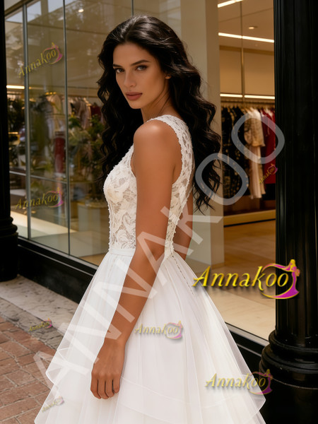 Shop 2026 ANNAKOO Jewel A Line Lace A Line Ruffles Tulle Wedding Dress Under 269