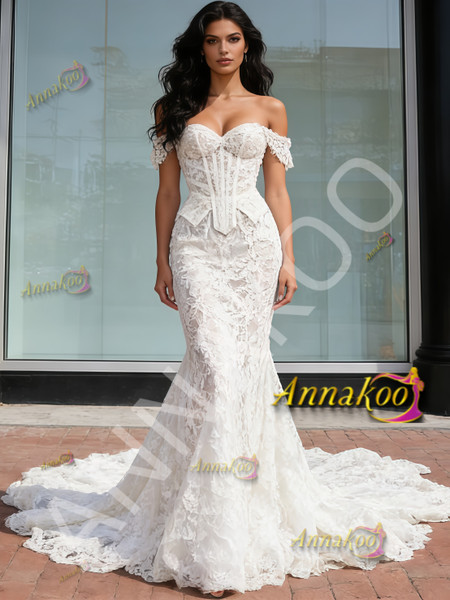 Shop 2026 ANNAKOO Corset Two Piece Lace Trumpet Merrmaid Wedding Dress Under 289