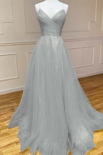 Shop 2026 ANNAKOO Spaghetti Strap Yellow Tulle A Line Tulle Prom Dress Under 149