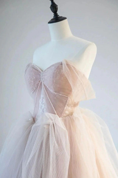 Shop 2026 ANNAKOO Sweetheart Layered Off The Shoulder Tulle Princess Blush Prom Dress Under 189