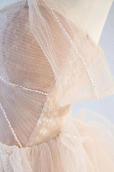 Shop 2026 ANNAKOO Sweetheart Layered Off The Shoulder Tulle Princess Blush Prom Dress Under 189