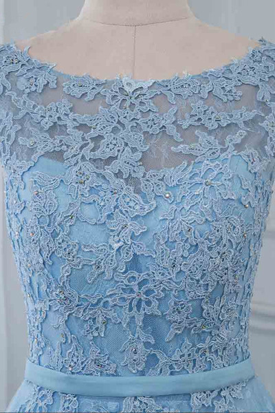 Shop 2026 ANNAKOO Illusion  A Line Tulle Light Blue Lace Prom Dress  Under 169