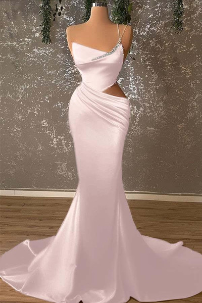 Shop 2026 ANNAKOO Red Satin Crystal Draped One Shoulder Mermaid Prom Dress Under  195