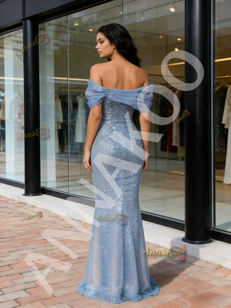 Shop 2026 ANNAKOO Off The Shoulder Tulle Sequin Trumpet Mermaid Prom Dress Under 178