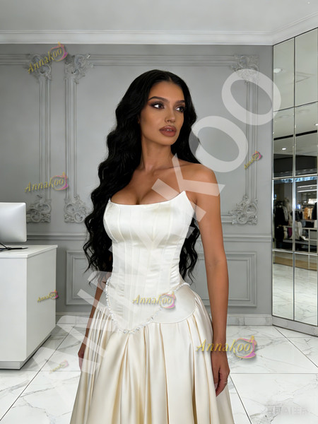 Shop 2026 ANANKOO Champagne Sweetheart Satin A Line Prom Dress Under 189