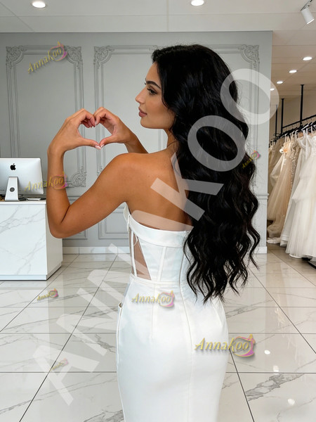 Shop 2026 ANNAKOO Sweetheart Sheath Column Sheer wedding Dress With Pockets Under 189