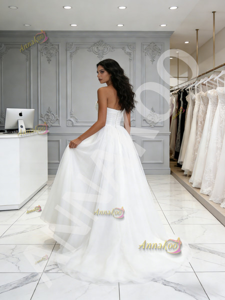 Shop 2026 ANNAKOO Sweetheart Tulle Cut Out A Line White Wedding Dress Under 189