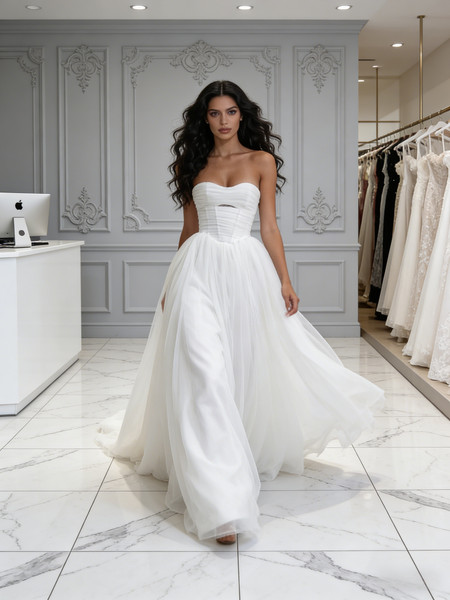 Shop 2026 ANNAKOO Sweetheart Tulle Cut Out A Line White Wedding Dress Under 189