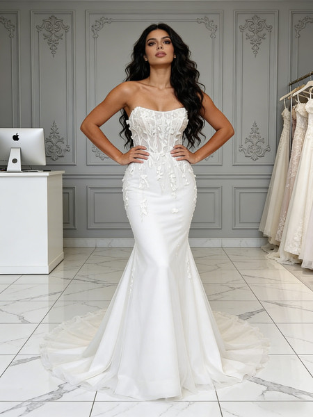 Shop 2026 ANNAKOO Sweetheart Flowers Tulle Sheer Trumpet Mermaid Wedding Dress Under 289